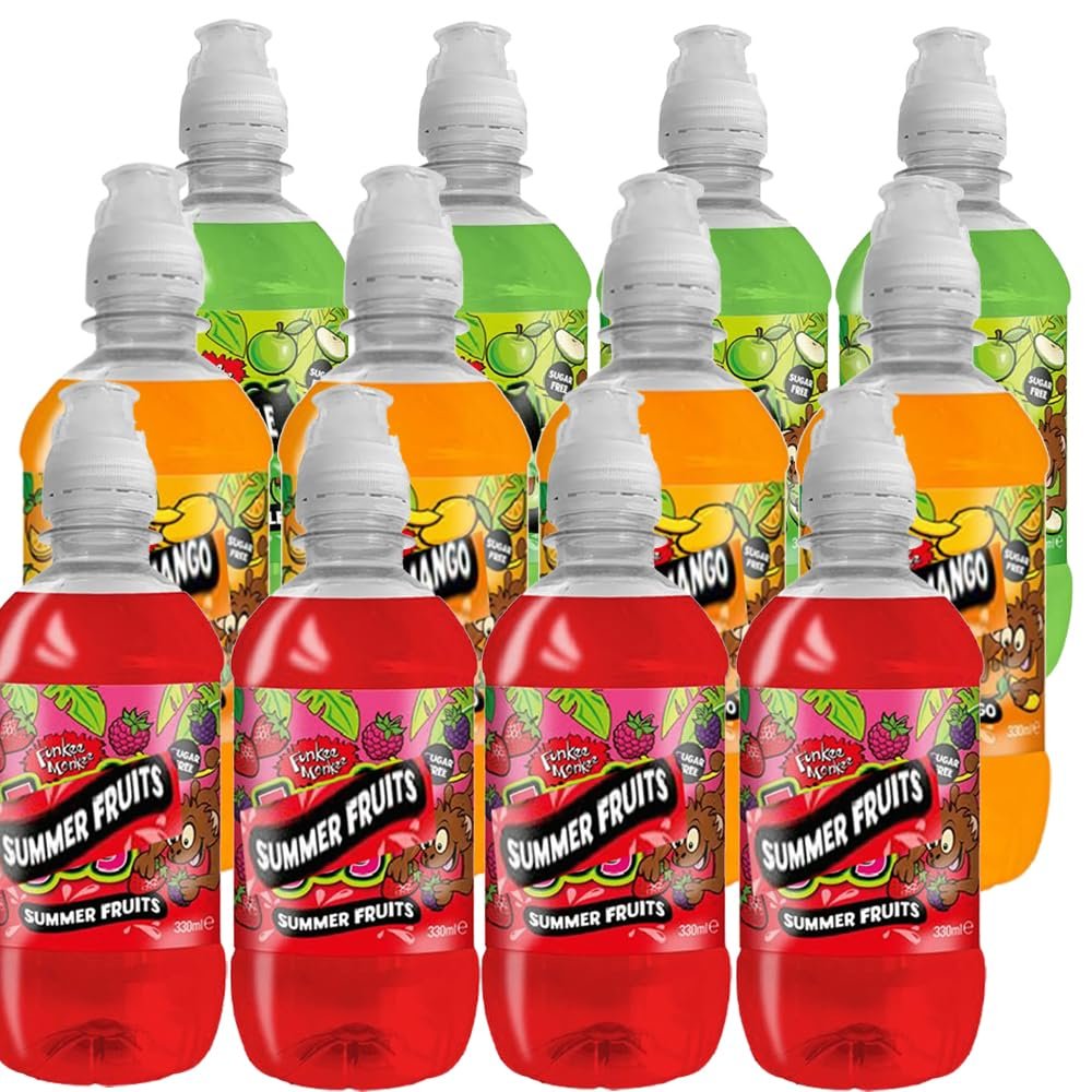 Variety Flavour Soft Drink 330ml Sour Apple, Summer Fruits, Orange & Mango, Refreshing Fizzy Beverages, Mixed Fruit Soda Pack - Frtjy (12 x Bottle, Random Mixed Drink)