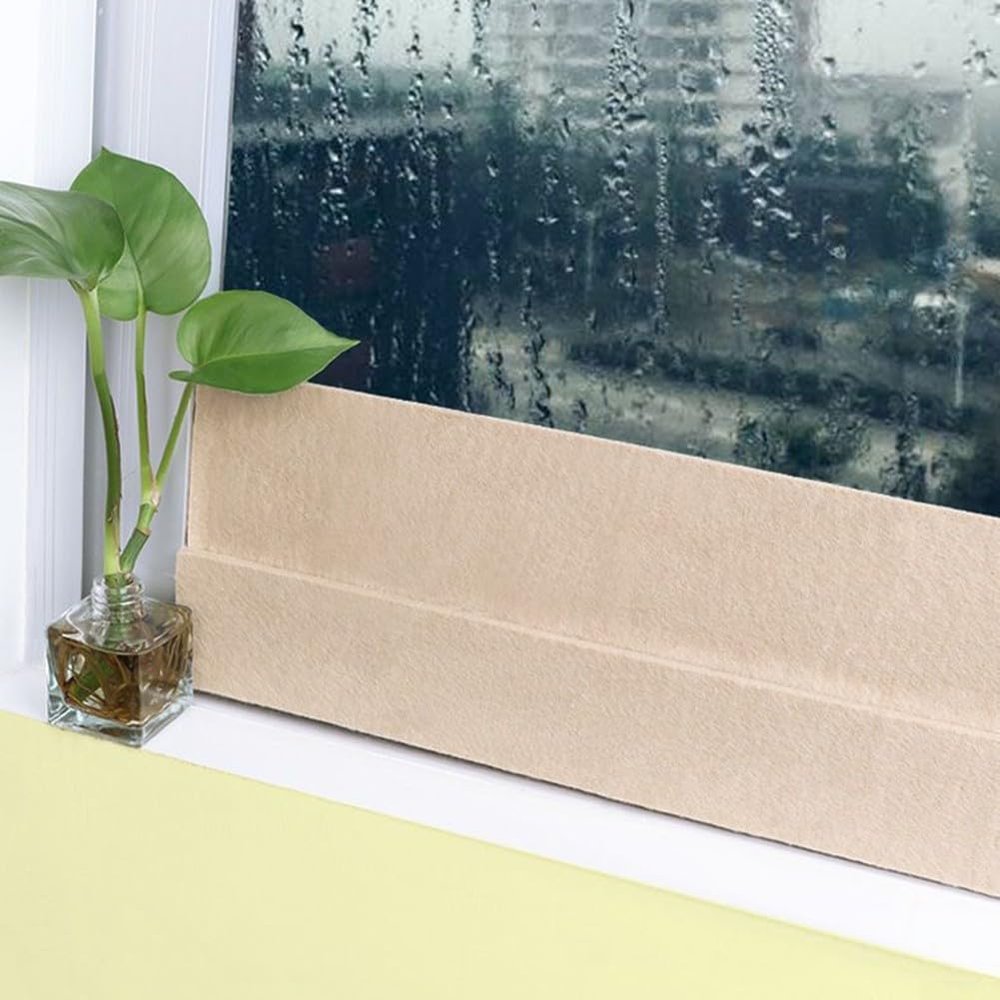 Anti-Condensation Absorbent Felt Strip for Brown Moisture-Absorbing Sticker, 3 cm x 2 m, Reusable & Cut-to-Fit for Sills, Frost and