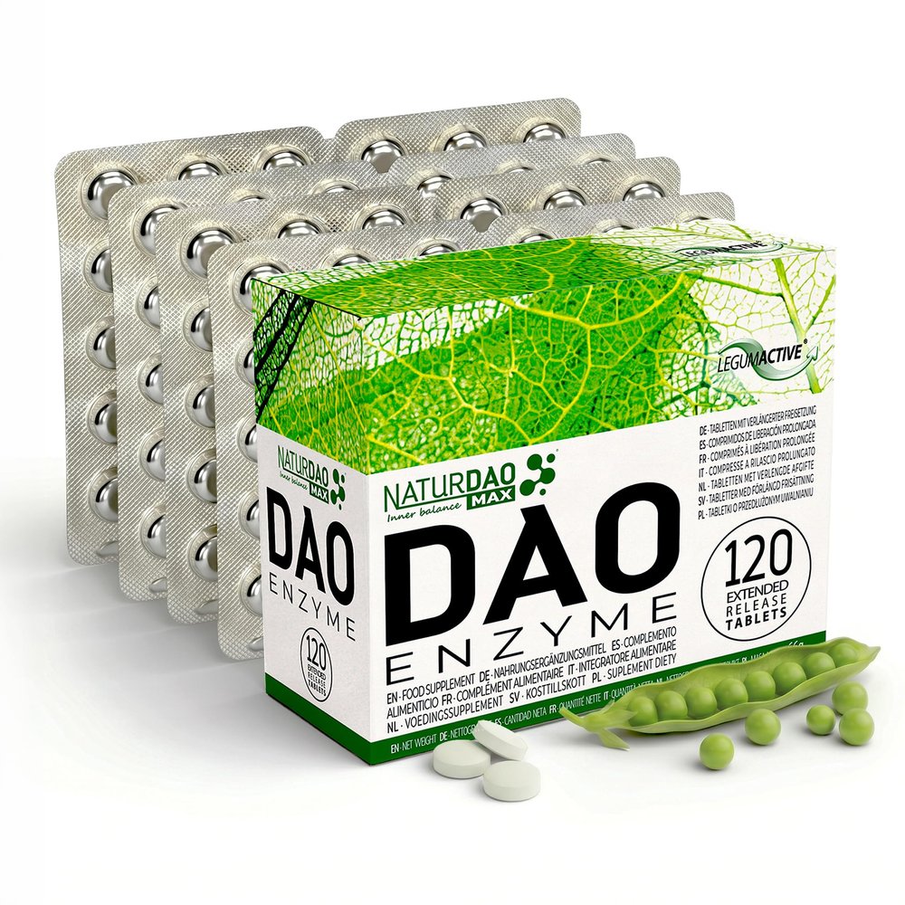 NaturDAO MAX DAO Enzyme Supplement 120 Tablets, Adjustable Dosage, Extended Release, Histamine Blocker
