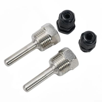 G 1/2 Inch Thread Thermowell Set of 2 for Temperature Sensor For Immersion Sleeve Pocket Stainless Steel Max 40 Bar PN40 Rated (8x50mm)