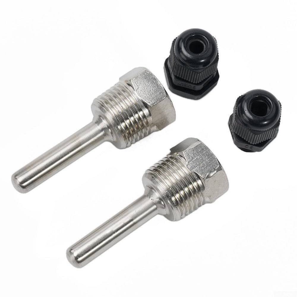 G 1/2 Inch Thread Thermowell Set of 2 for Temperature Sensor For Immersion Sleeve Pocket Stainless Steel Max 40 Bar PN40 Rated (8x50mm)