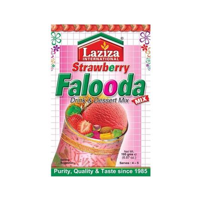 Laziza Strawberry Falooda Mix 200g Instant Dessert & Drink Mix | Sweet Strawberry Flavoured Falooda | Easy to Prepare Traditional Indian Dessert