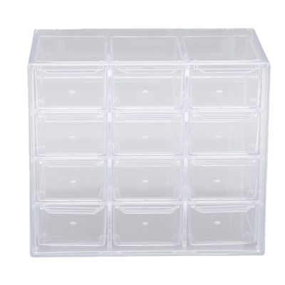 Brrnoo Daily Contact Lens Organizer Case, Wall Mount Drawer Storage for Daily Disposables and Cases, Transparent Plastic, 12 Grids, Ideal for Cosmetics, Easy Access (12 Grids Transparent)