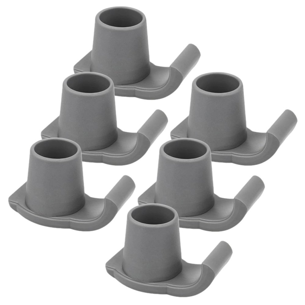 Housoutil 6pcs Universal Walker Ski Glides with 28-Hole Anti-Slip Grey Sled Foot Pads Replacement Walker Parts for Elderly Mobility Aids and Folding