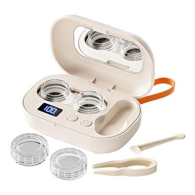 Dopsyesn Ultrasonic Contact Lens Cleaner with Rechargeable Design, Portable Electric Cleaning Machine & Storage Box, Lens Care Tool for Home Office Travel Gym and Outdoor Sports