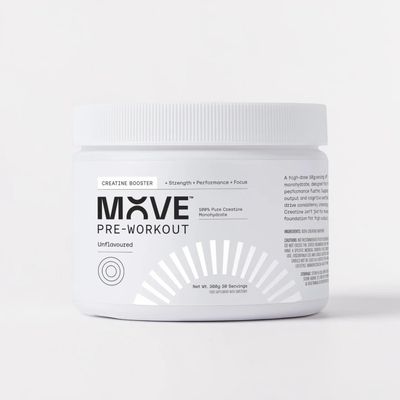 Move Pure Creatine Monohydrate Powder - Unflavoured Pure Creatine Powder Supplement for Women & Men - Micronised Vegan Creatine Improves Strength,Power & Recovery 300g (300g Creatine Tub)