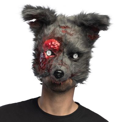 Boland 72347 Animal Mask Bloody Werewolf Plush for Adults, Realistic Half Mask for Halloween, Carnival and Theme Party