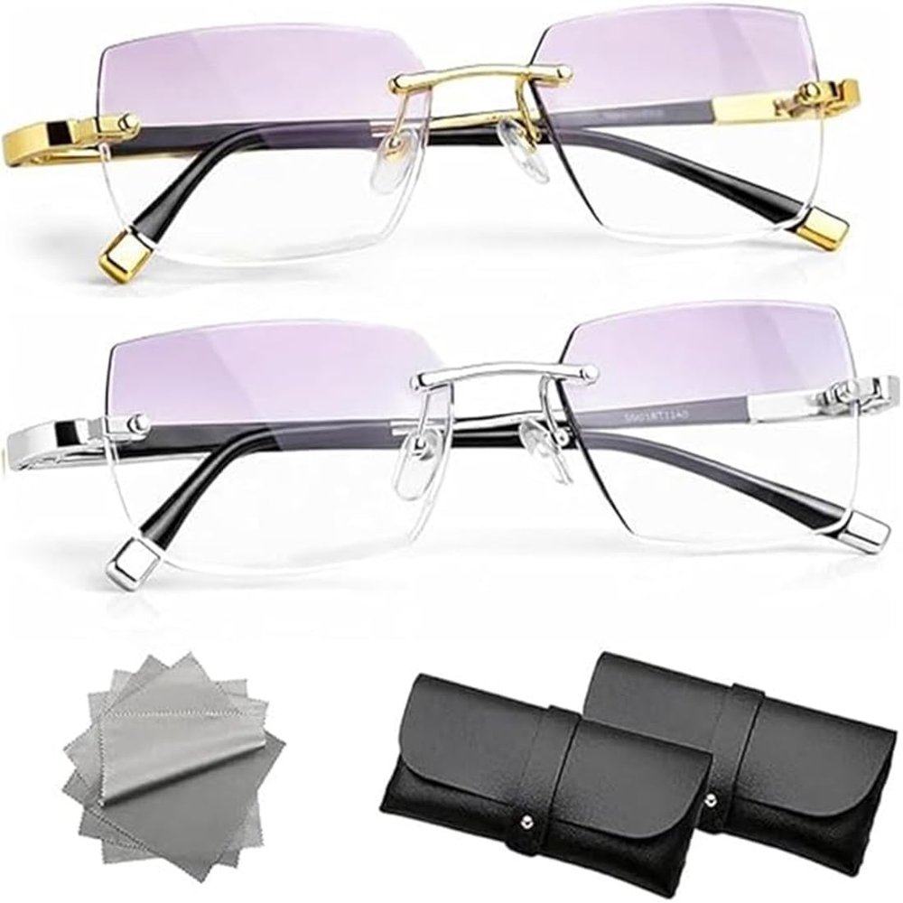 2026 New Upgrade Auto Focus Glasses Self Adjusting - The Glasses That Change Everything, 2pcs/Set Automatic Adjustment Eye Glass, Zoom Reading Eyeglasses With Anti Blue Light (Gold+Silver, +3.0)