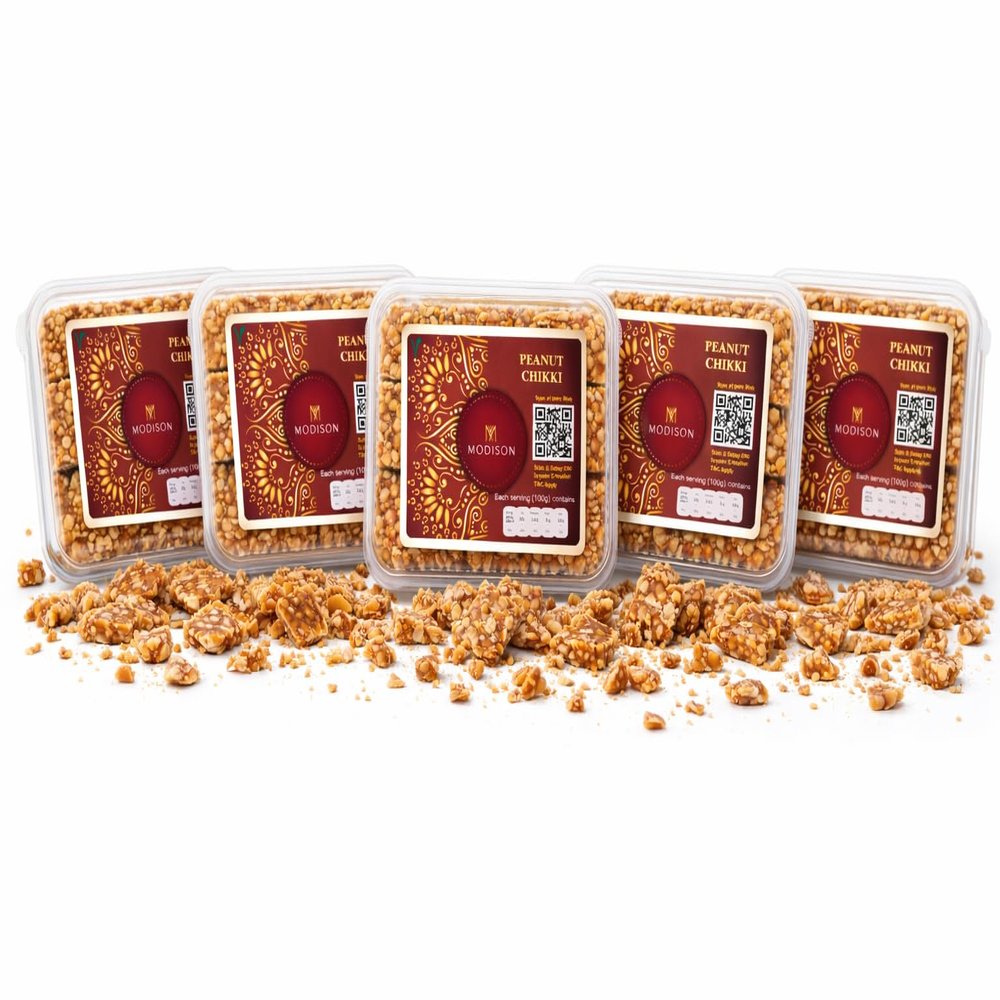 Traditional Peanut Chikki Bars Authentic Indian Brittle Snack All Natural Ingredients, High Protein, Gluten-Free (900 Gram)
