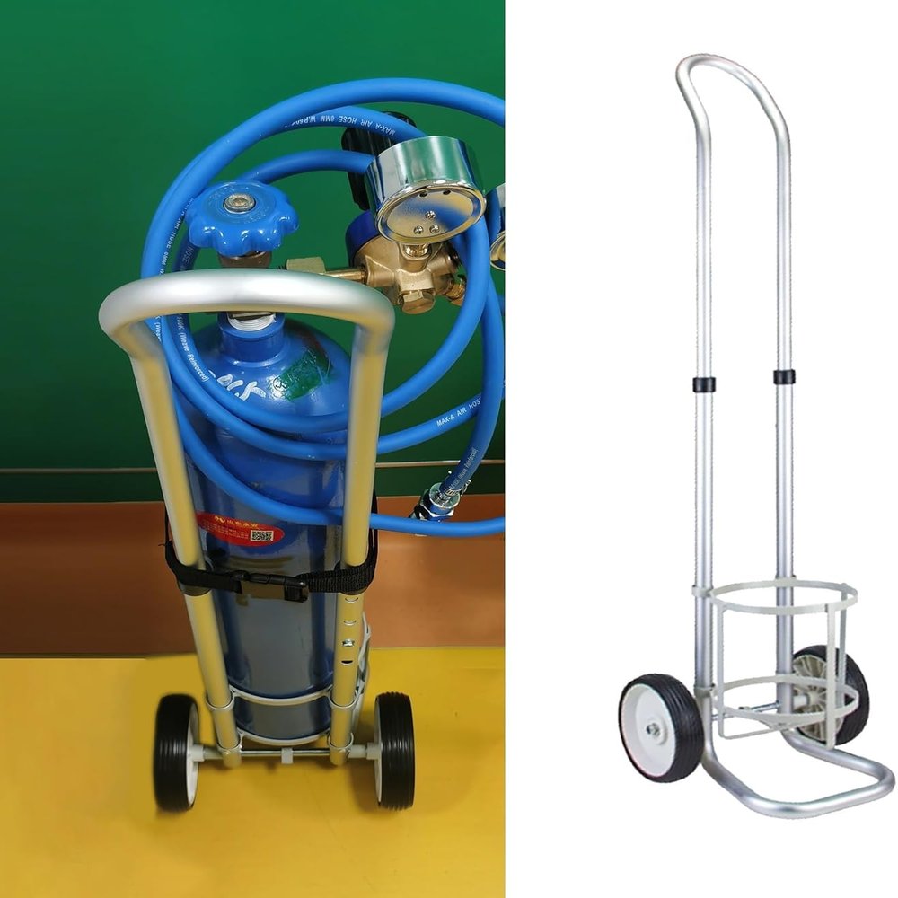 Oxygen Cylinder Rack, Gas Cylinder Trolley, Oxygen Cylinder Rack Small Rolling 2 Wheel Oxygen Tank Cart, Portable Oxygen Cylinder Trolley(Diameter 16.8cm(6 5/8"))