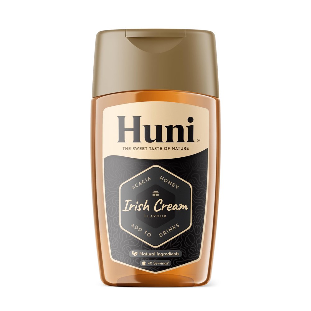 Huni Natural Coffee Syrup | Irish Cream 200ml | Acacia Honey Natural Coffee Syrup | 40 Servings | For Coffees, Hot Chocolate, Protein Shakes, Milkshakes, Breakfast Bowls