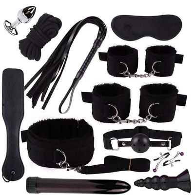 12 Piece Nylon Bedding Set With Plush Cuffs, Enhancing Combat Power Tool-D-3 Black