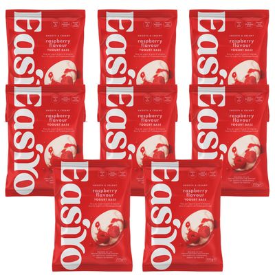 EasiYo Raspberry Yogurt 8 Sachet Pack | Each Sachet Makes 1KG | Smooth & Zesty Ripe Fruit Flavour | Homemade Yoghurt | Gluten Free & Vegetarian