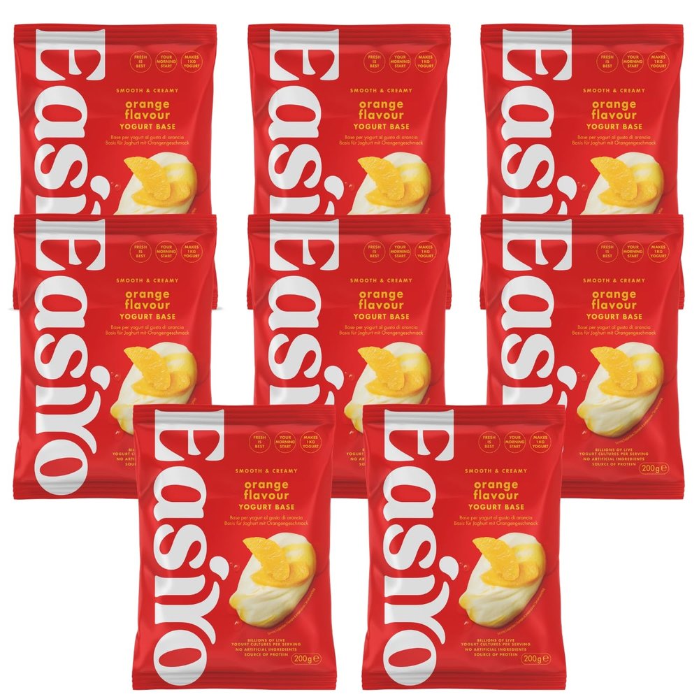 EasiYo Orange Yogurt 8 Sachet Pack | Each Sachet Makes 1KG | Sweet Orange & Zesty | Homemade Yoghurt | Gluten Free & Vegetarian