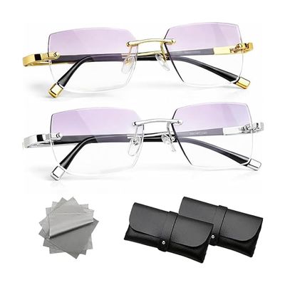 AFGQIANG 2Pcs Auto Focus Glasses Self Adjusting, 2026 New Upgrade The Glasses That Change Everything, Automatic Adjustment Eye Glass, Zoom Reading Eyeglasses with Anti Blue Light (+2.0)