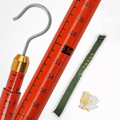 Insulated Measuring Rod, Insulated Telescopic Height Measuring Rod with Pouch and Gloves Red 6-18m(18m(59.1 ft))
