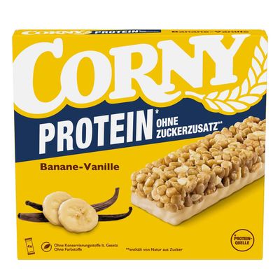 Corny Protein Bar Banana Vanilla 4 x 25g (100g) Cereal Bars with Banana & Vanilla Flavour, No Added Sugar