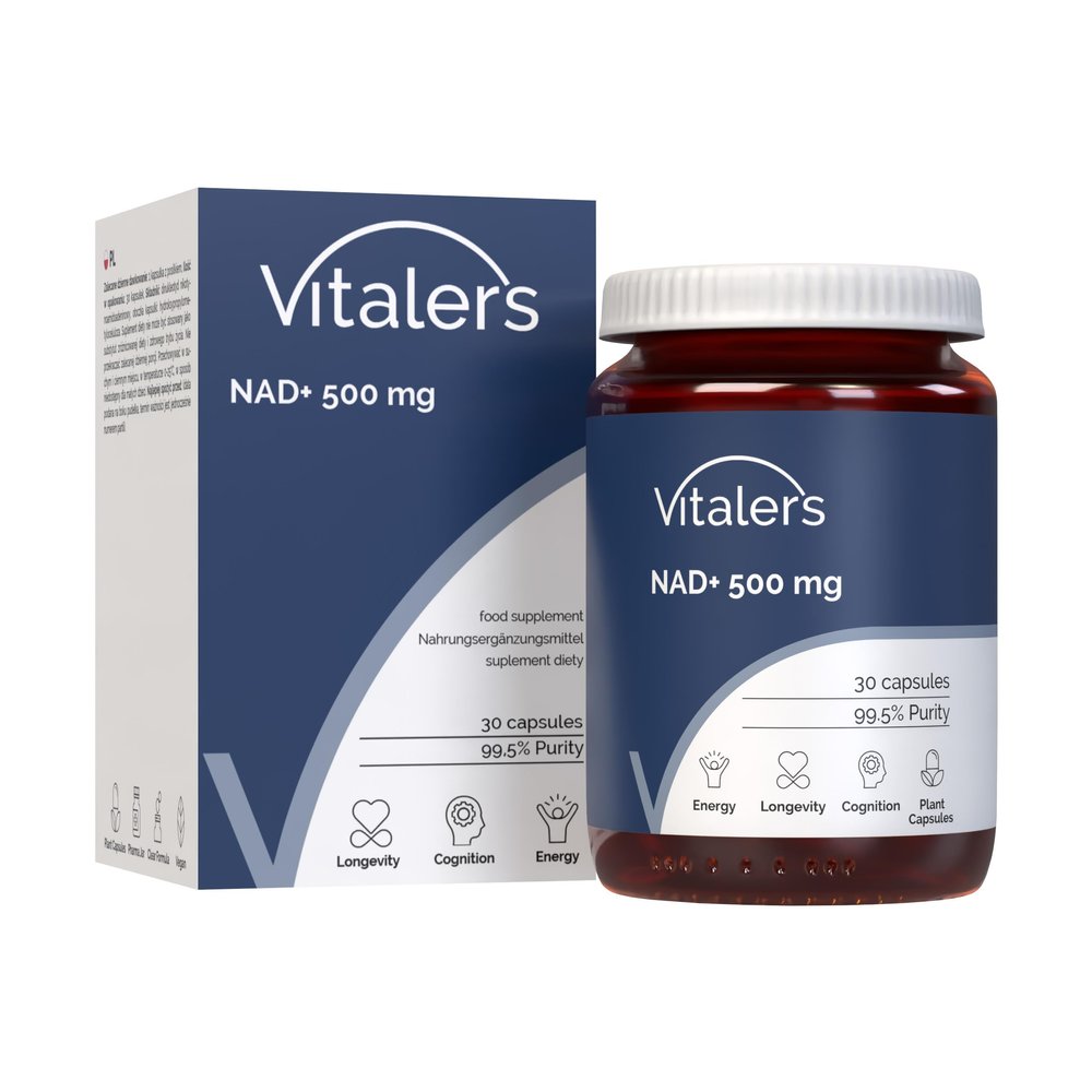 Vitalers NAD+ 500 mg, 30 Vegan Capsules, 1 Month Supply, Simple Composition