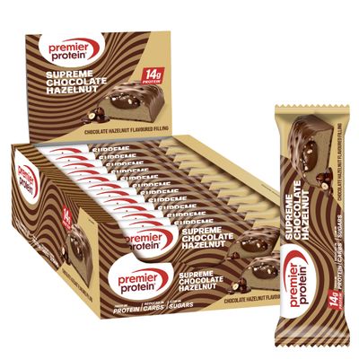 Premier Protein - Supreme Bar - Chocolate Hazelnut - 12x42g - Low Sugar - High Protein Bar - Palm Oil Free