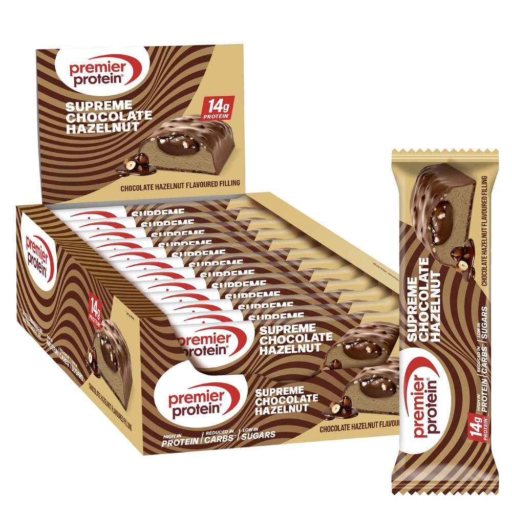 Premier Protein - Supreme Bar - Chocolate Hazelnut - 12x42g - Low Sugar - High Protein Bar - Palm Oil Free