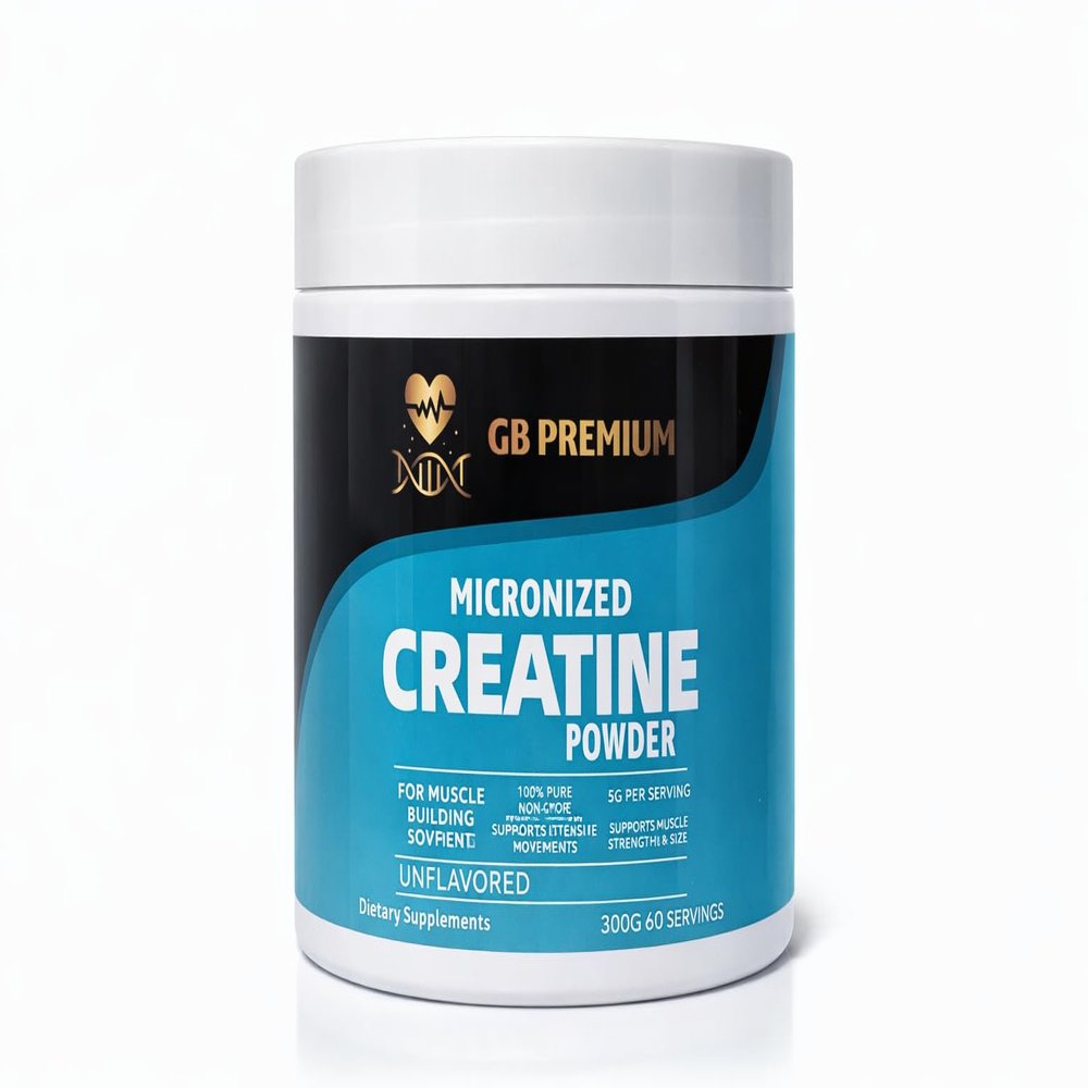 GB Premium Creatine Monohydrate Powder, Micronised Creatine, Unflavoured Fine Grade Powder, 5g per Serving, 300g, 60 Servings