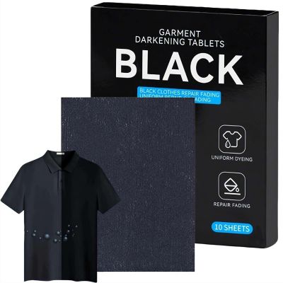 Black Fabric Dye Tablet, Dye Washing Machine Fabric Sheets, Blackening Restore Color Sheets, for Polyester Cotton Linen Wool Restoration Washing Machine
