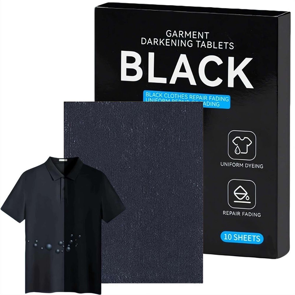 Black Fabric Dye Tablet, Dye Washing Machine Fabric Sheets, Blackening Restore Color Sheets, for Polyester Cotton Linen Wool Restoration Washing Machine