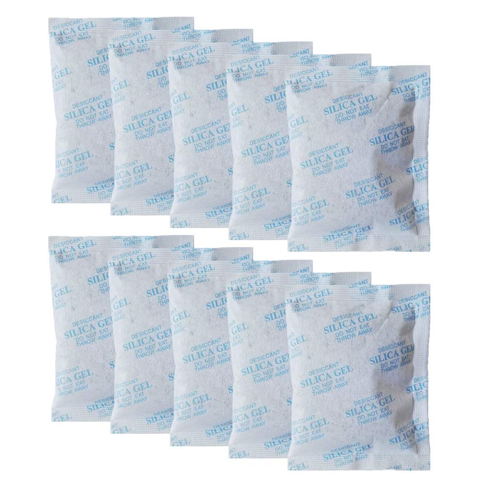 AMUSLESUR Small Desiccant Packs Corrosion Prevention for Drawer and Clothes 100pcs 10g Blue Silica Gel Moisture Absorbers Minerals and Nonwoven Fabric