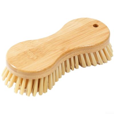 Wooden Cleaning Brush with Soft PET Bristles for Shoes, Clothes & Laundry - Multi-Purpose Scrubber with Hanging Rope, Beige, 17x8x4cm(A)
