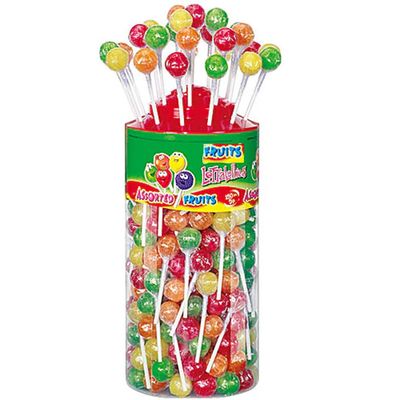 Assorted Fruit Lollies Tub 1kg - Individually Wrapped Fruity Lollipops