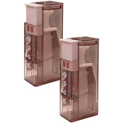 Mini Dental Floss Dispenser 3.6 cm Wide Sakura Pink, Portable Automatic Pop-Up Toothpick Holder Storage Box for Home Travel Oral Care