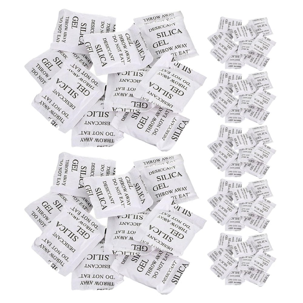 FOYTOKI Silica Gel Desiccant Packets Safe Material 100pcs Moisture Absorber Bags and High Absorption for Dryness, for Drawers and Wardrobe