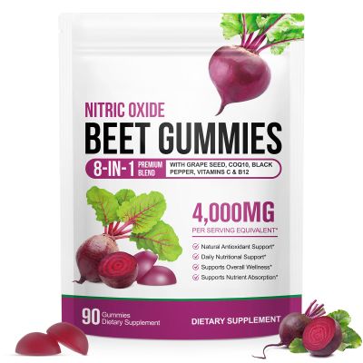 Beetroot Gummies, Beet Root Chews Gummies for Natural Energy Support, Beetroot Supplement for Men and Women, Mixed Berry Flavor, 90 Count
