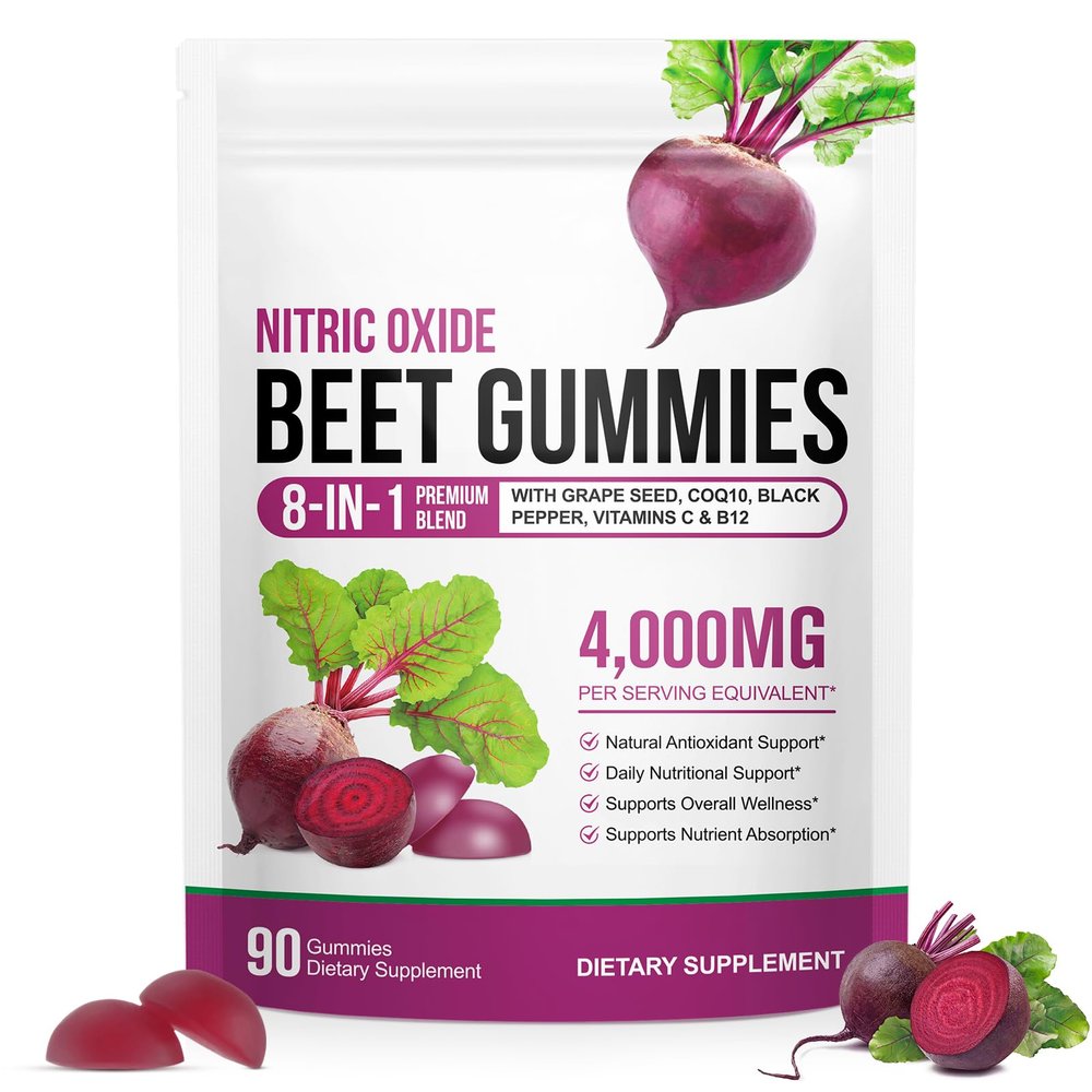 Beetroot Gummies, Beet Root Chews Gummies for Natural Energy Support, Beetroot Supplement for Men and Women, Mixed Berry Flavor, 90 Count