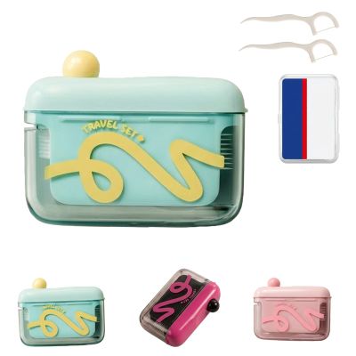 Automatic Pop Up Floss Dispenser, Portable Floss Picks Case, Refillable Dental Floss Holder with Refills, Mini Pocket Floss Storage Container for Travel, Purse, Home, Office (Two-piece Set A)