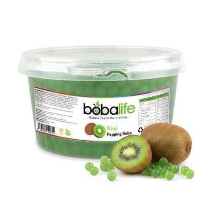 Bobalife Kiwi Popping Boba Pearls 1.6kg Fruit Juice Filled Bubble Tea Pearls, Boba Topping for Drinks, Desserts, Cocktails & Slush Vegan & Gluten Free