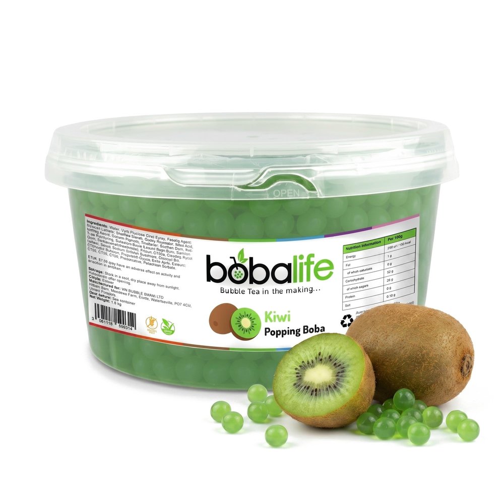 Bobalife Kiwi Popping Boba Pearls 1.6kg Fruit Juice Filled Bubble Tea Pearls, Boba Topping for Drinks, Desserts, Cocktails & Slush Vegan & Gluten Free