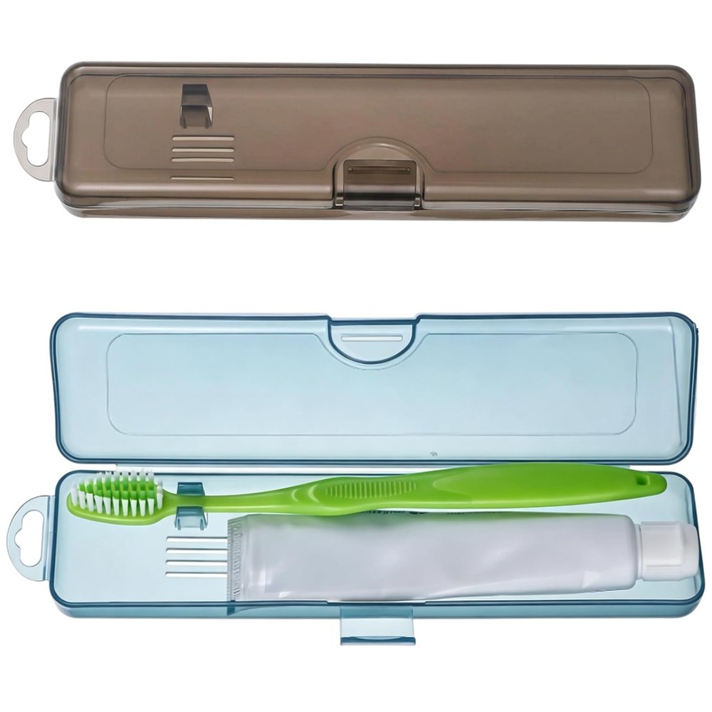 2 Pcs Toothbrush Case, a Toothbrush Case with Secure Seal, Travel Toothbrush Holder for Hygiene, Toothbrush Holder Travel Size 7.9" x 1.8" x 1.1", Plastic Portable for Adults Vacation & Gym