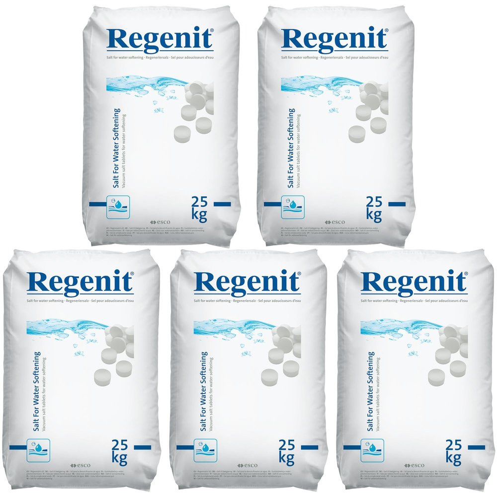 Water Softening Salt Tablets 25kg x 5 | EN973 Grade A Food Grade Salt | High Purity for Water Softeners | Reduces Limescale & Improves Appliance Efficiency | Suitable for Domestic & Commercial Use