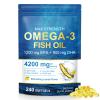 Omega 3 Fish Oil Supplements, 4200mg Fish Oil with EPA & DHA, Enteric Coated Softgels, Lemon Flavor, Daily Omega-3 Fatty Acids Supplement for Nutritional Support & Overall Wellness 240 Softgels