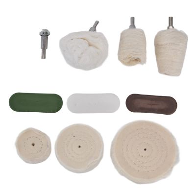 Tixiyu 10Pcs Premium Cotton Flannel Polishing Head Buffing Wheel Tool Set for Metal Marble Glass