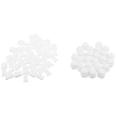 FESTFENDS White Shoelace Locks Buckle Set with 25 Spring Locks and 25 Tail Clips, Mini Size Design Lightweight Abs Plastic for Running Shoes and Sport Clothes, Easy No-tie Fixing Solution