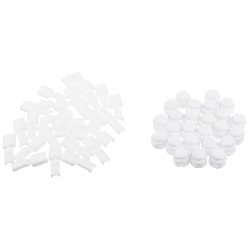 FESTFENDS White Shoelace Locks Buckle Set with 25 Spring Locks and 25 Tail Clips, Mini Size Design Lightweight Abs Plastic for Running Shoes and Sport Clothes, Easy No-tie Fixing Solution
