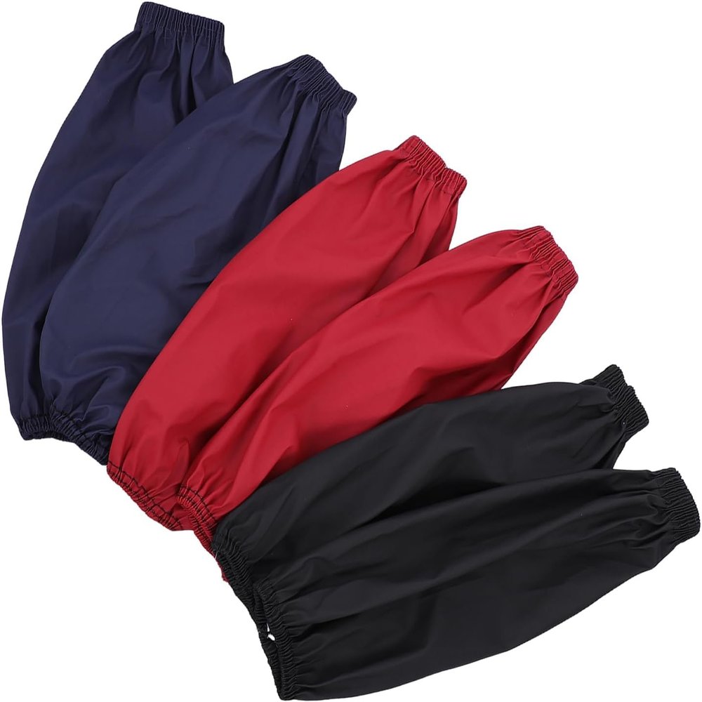3 Pairs Pu Arm Sleeve Protectors with Comfortable Elastic Oil and Stain Resistant Oversleeves for Cooking and Housework Unisex Arm Sleeve Covers Nice Processing