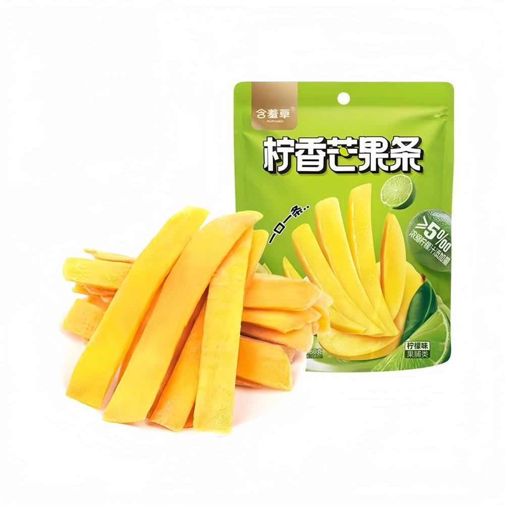 MAFUSE Whole-Cut Dried Mango Lemon Flavor Naturally Sweet & Tart Snack Chewy Fruit Strips Ideal for Office, Home, Travel, & Parties 3-Pack (80g Per Pack)