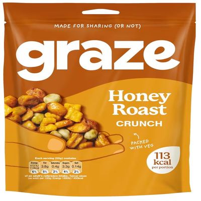 Graze Crunch Protein Sharing Bag 100g | High Protein Healthy Snack | Crunchy Mixed Snack Pack | Ideal Sharing Size Energy Snack (Graze Honey Roast Crunch Sharing Bag Snack 100G)