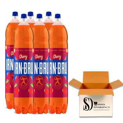 IRN-BRU Sparkling Zero Cherry Soda 6 x 2L Bulk Case Refreshing Wild Cherry Flavour Zero Sugar & Zero Calorie Large Family Sized Bottles
