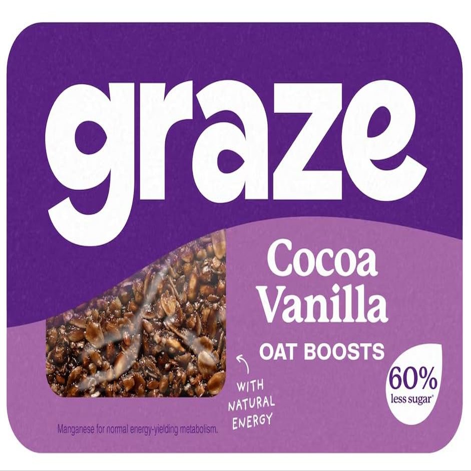 Graze Oat Boosts 50g Variety Pack High Fibre Snack Mix, Healthy Wholegrain Breakfast Energy Snack (Graze Cocoa Vanilla & Protein Flapjack 50G)