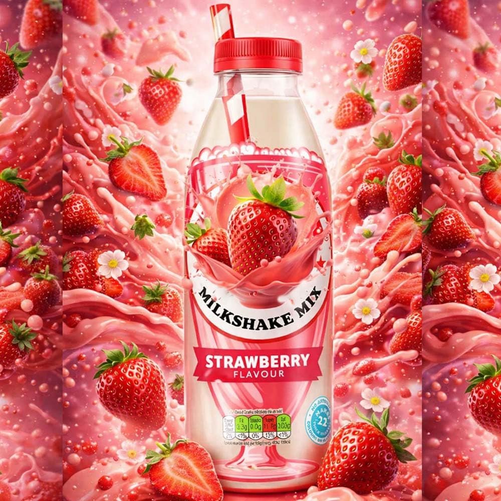 Milkshake Drink Banana, Strawberry & Chocolate Flavour 1 Litre Creamy Ready to Drink Beverage, Thick Smooth Dessert Style Milkshake - cha (Strawberry Flavour Milkshake Mix)