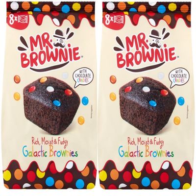 Galactic Brownies with Chocolate Candies, Rich Moist & Fudgy, Belgian Chocolate, Individually Wrapped, 2 Bags x 200g